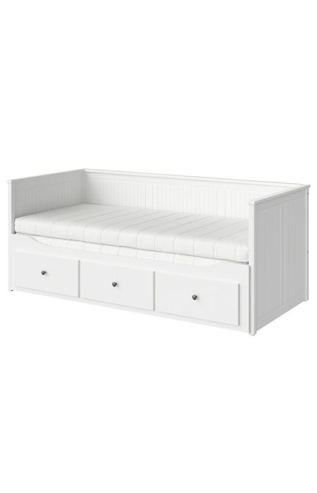 Łóżko leżanka rozkładana z szufladami i materacami Hemnes Ikea 80x200