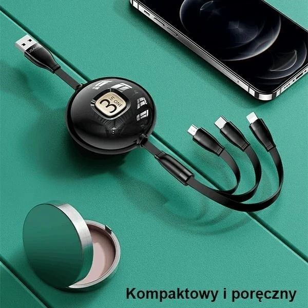USAMS Kabel U69 3w1 1m niebieski/blue (lightning/microUSB/USB-C)