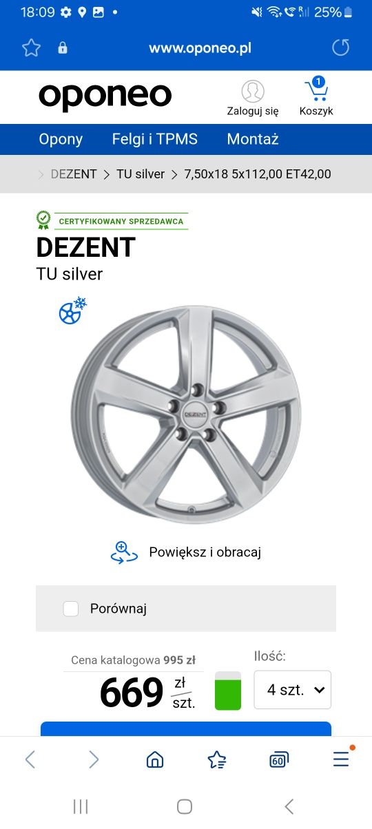Opony zimowe na felgach aluminiowych