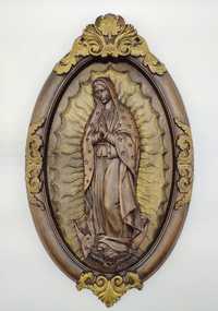Drewniana ikona Matka Boża z Guadalupe , rzeżba .
