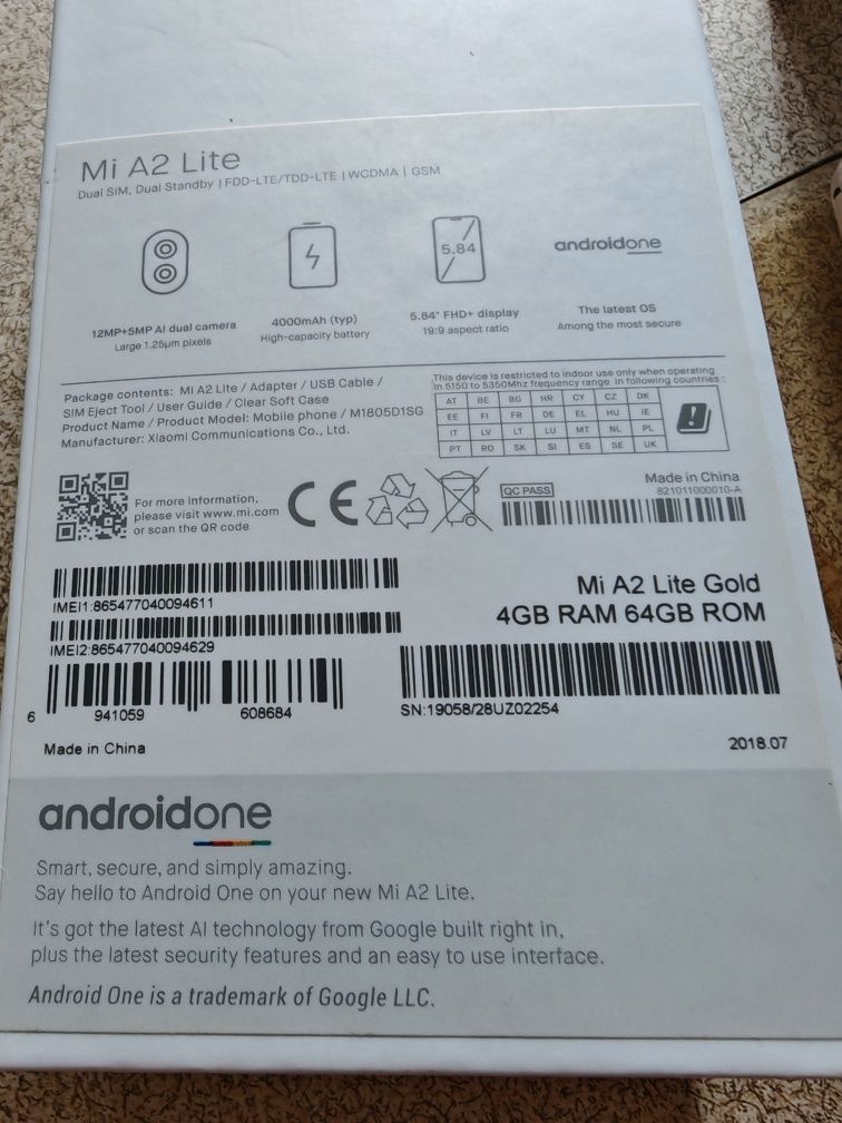 Xiaomi Mi A2 Lite 4/64 gb смартфон