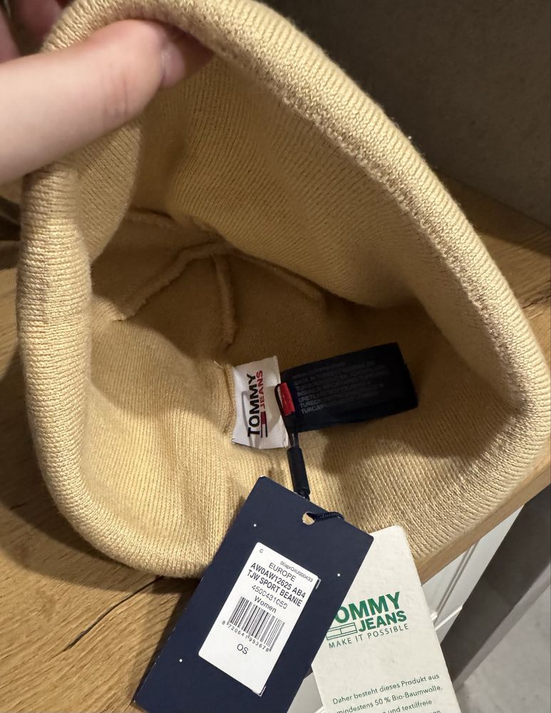 Czapka zimowa Tommy Hilfiger Beanie Beżowa Nude