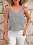 Top W Kratkę Na Ramiączkach Biało Czarny Casual Shein S 36