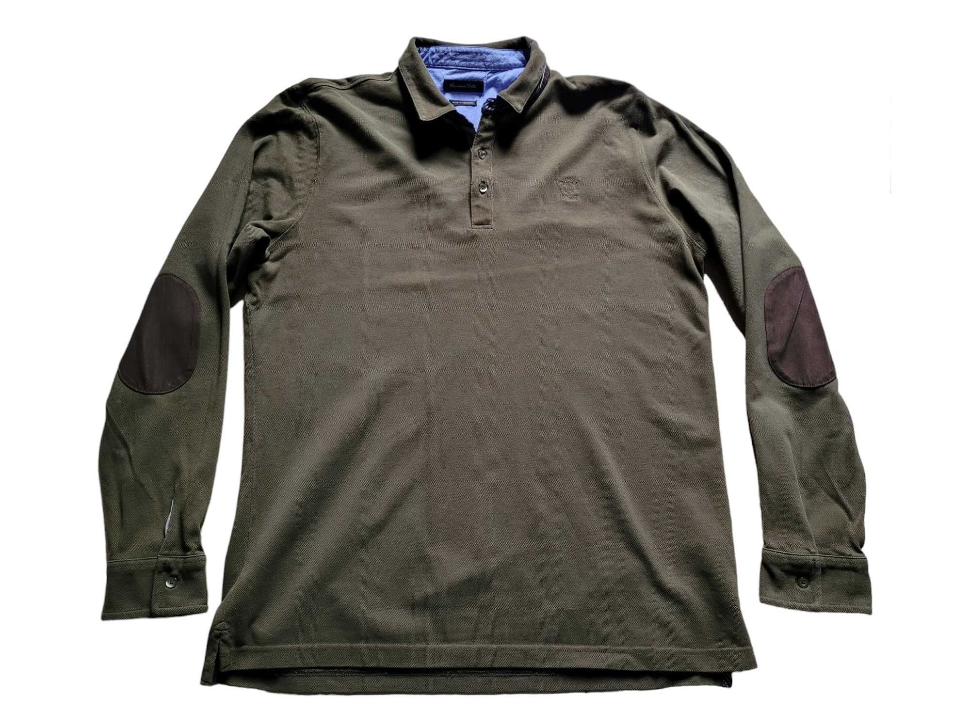 Bluzka męska polo Massimo Dutti M/L khaki długi rękaw