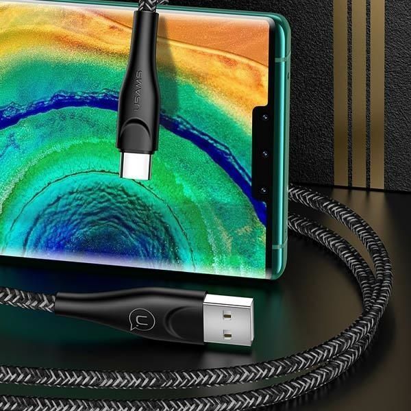 Przewód Ładowania USB-C USAMS U41, FAST CHARGE 2A, 1m, Nylonowy Splot