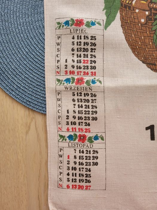 Ścierka kalendarz PRL 1983 – oryginalna pamiątka retro vintage, kolekc