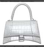 Balenciaga Crocodile Embossed Hourglass Bag Silver