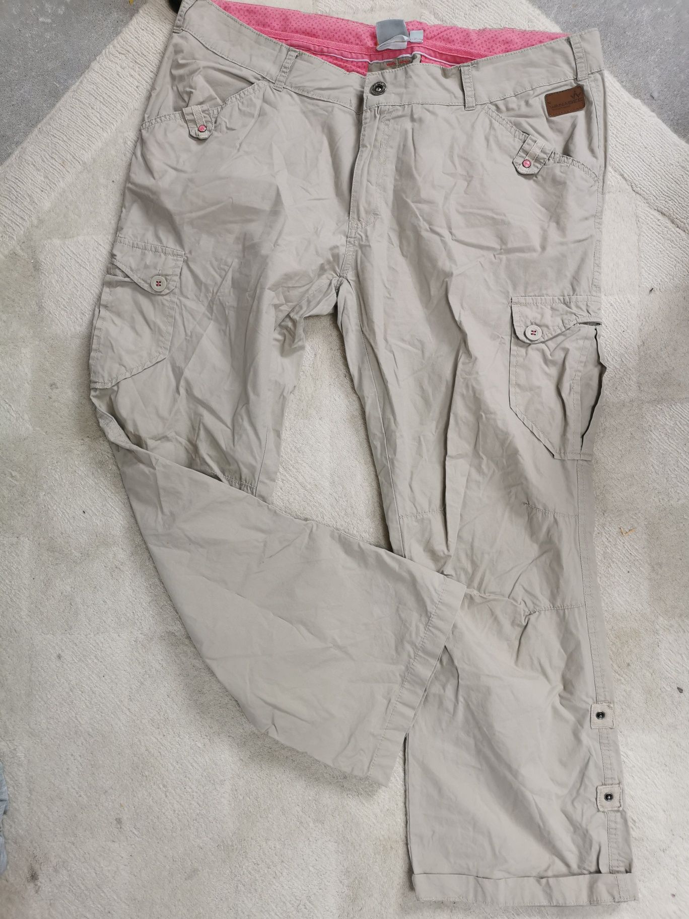 Spodnie damskie XL Wanabee trekkingowe bojówki kremowe XL
