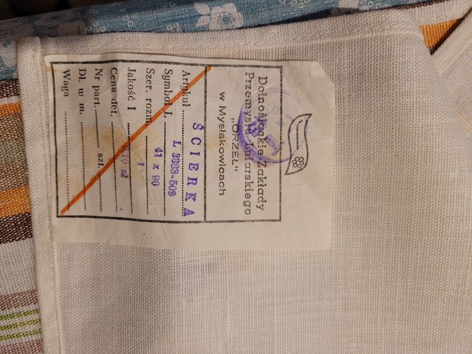 Komplet 3 tekstyliów vintage serwetka ścierka ręcznik PRL