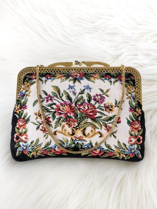 Vintage!Retro torebka wieczorowa z gobelinu.