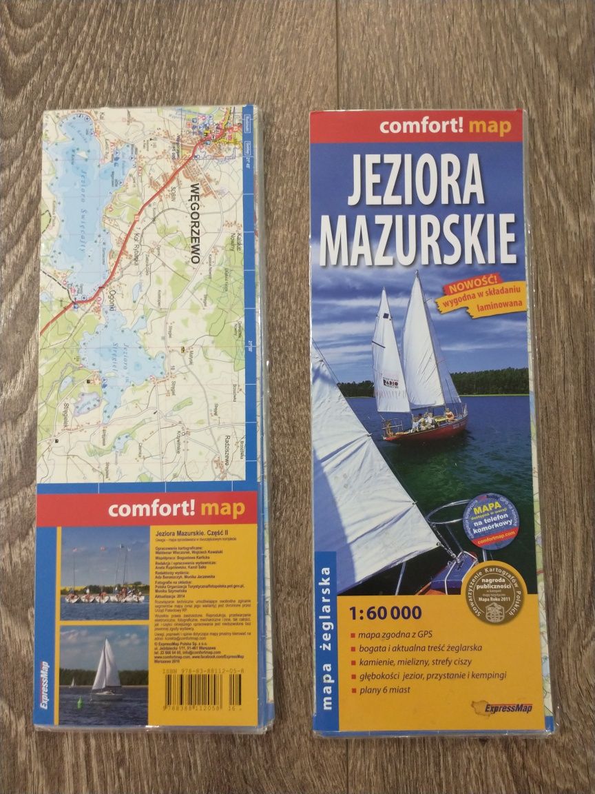 Jeziora mazurskie żeglarska mapa laminowana 1:60000