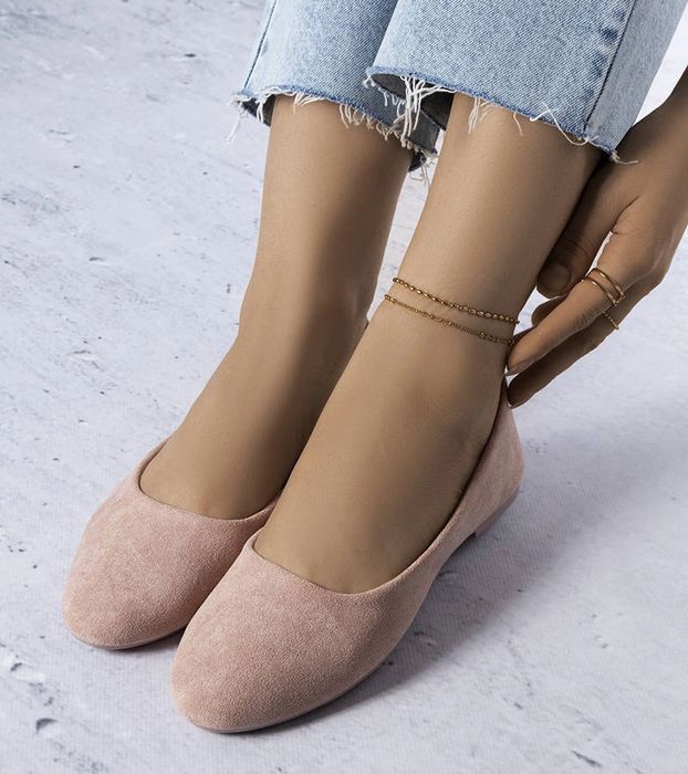 Różowe balerinki ze skórzana wkładką Lespérance