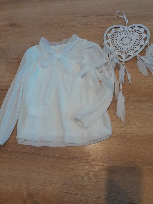 Piękna biała bluzeczka koszulowa elegancka 122 128 lat 8