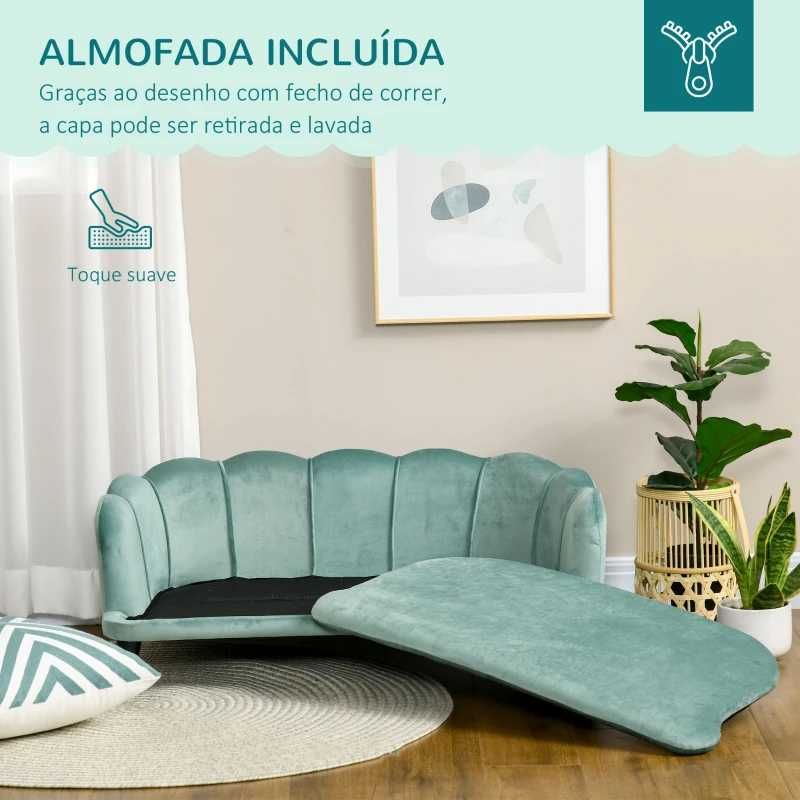 Sofá para Cães Médios - veludo verde
