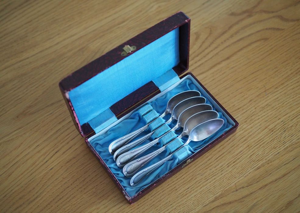 Stare łyżeczki platerowane, sygnowane Wellner Silber