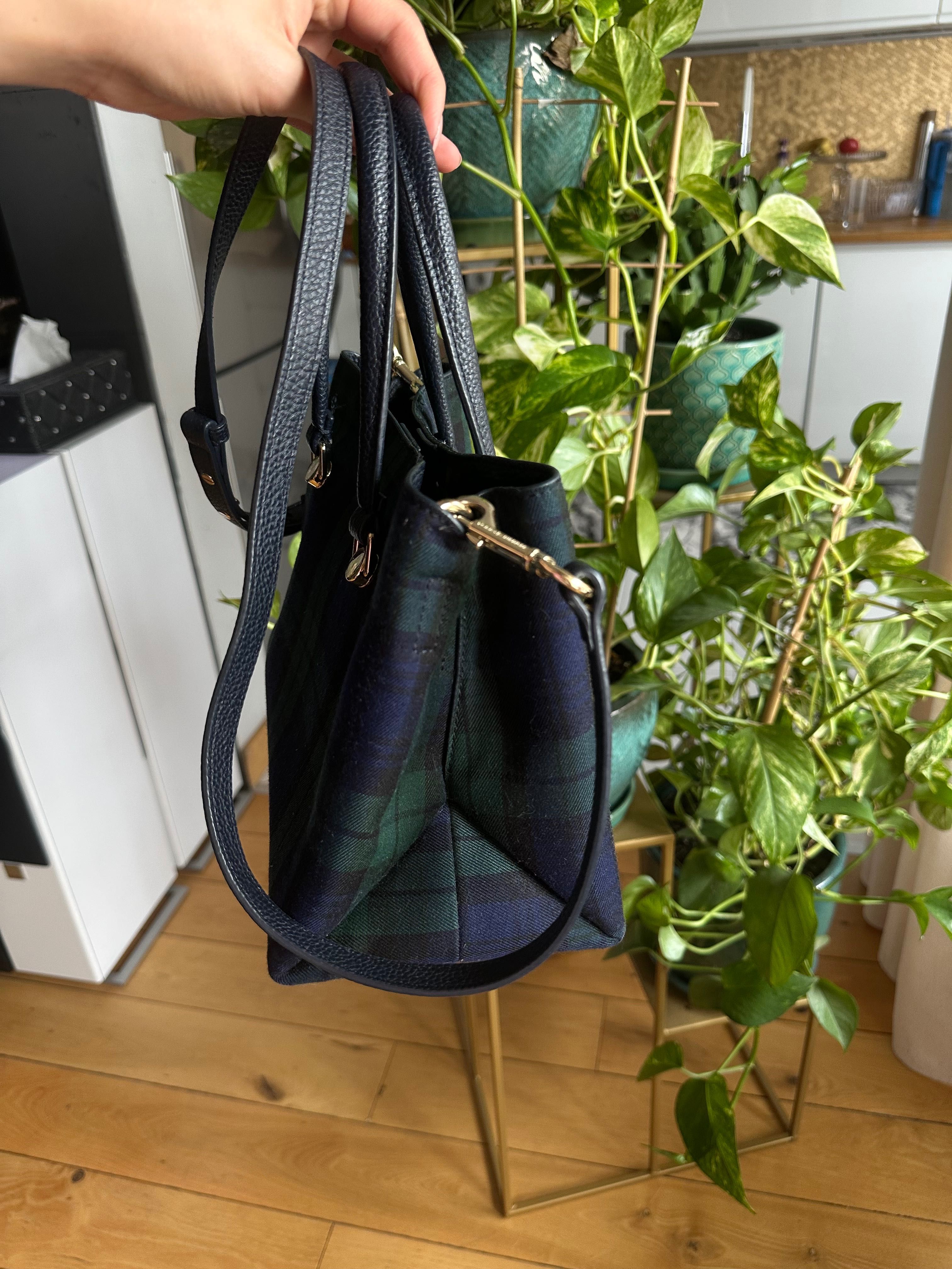 torebka torba Tommy Hilfiger miejska zielona granatowa w kratę