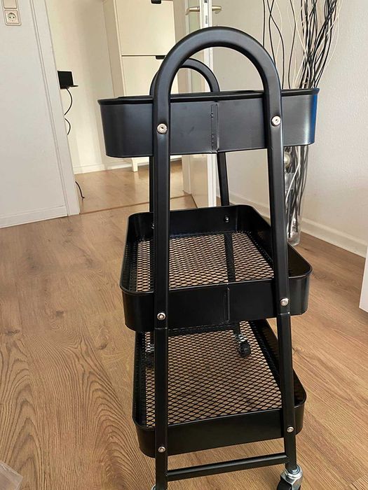 Czarny wózek do serwowania Songmics Metalowy Stabilny OKAZJA Pojemny