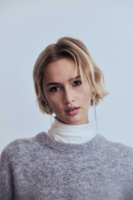 Sweter Premium S nowa kolekcja oversize alpaka szary błękit PROMOCJA