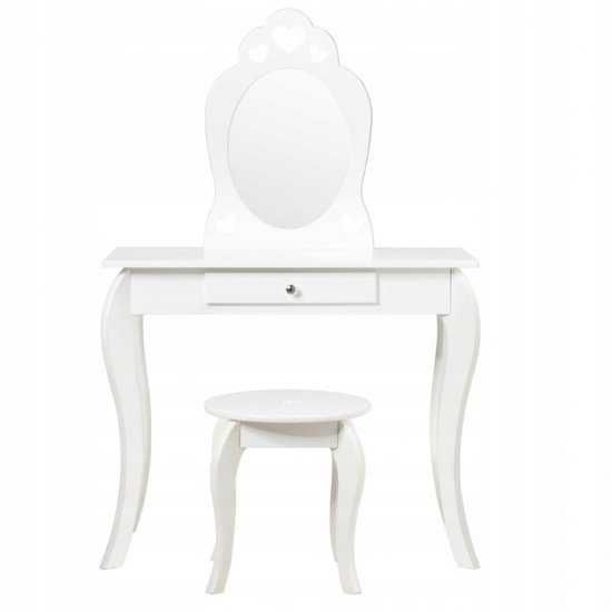 Costway Toaletka biurko dziecięce z lustrem i taboretem białe
