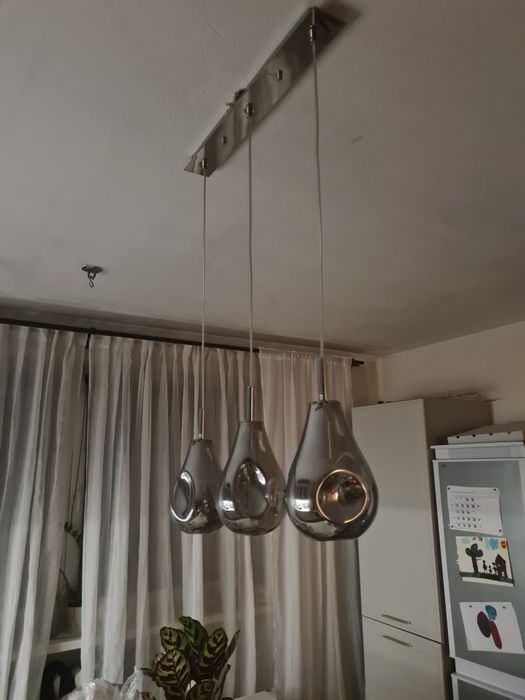Lampa sufitowa wisząca srebrna