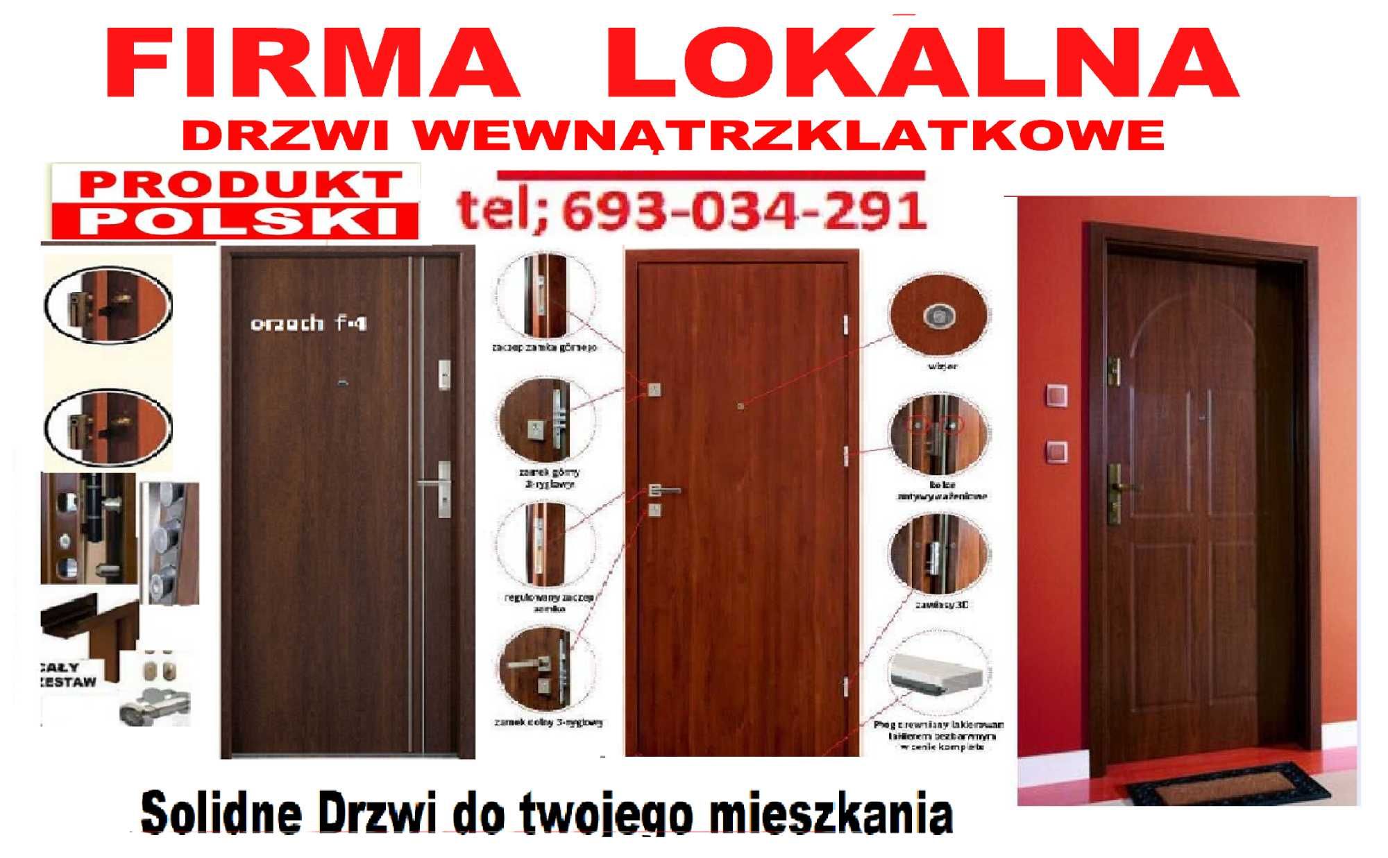 Drzwi ZEWNĘTRZNE wejściowe z montażem ,wewnątrzklatkowe z akustyką