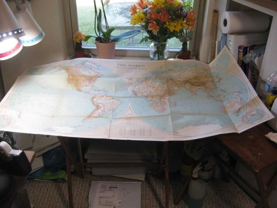 Mapa-mundo antigo, dezembro de 1935, National Geographic