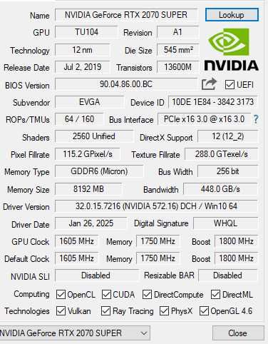 RTX 2070 Super EVGA XC ultra