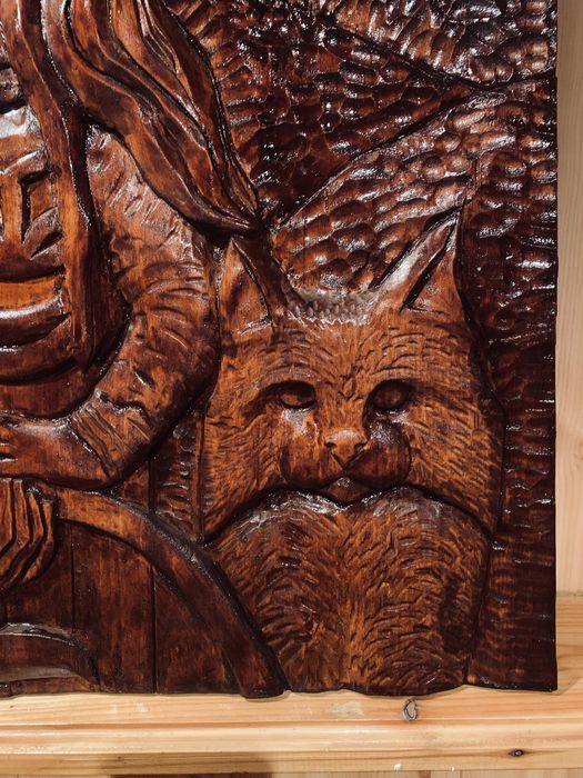 Картина з дерева, рельєфне пано, різьба по дереву