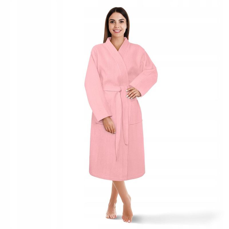 Szlafrok Kimono Gofer Bawełniany Unisex Xs Puder