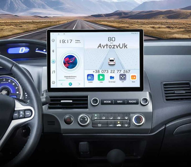 Android 14 HONDA Civic GPS USB Tesla Сивик 2 дин din CarPlay Магнитола