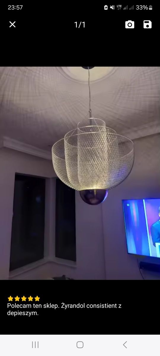 Nowoczesna lampa wisząca żyrandol w stylu Meshmatics 80x60  srebrno zł