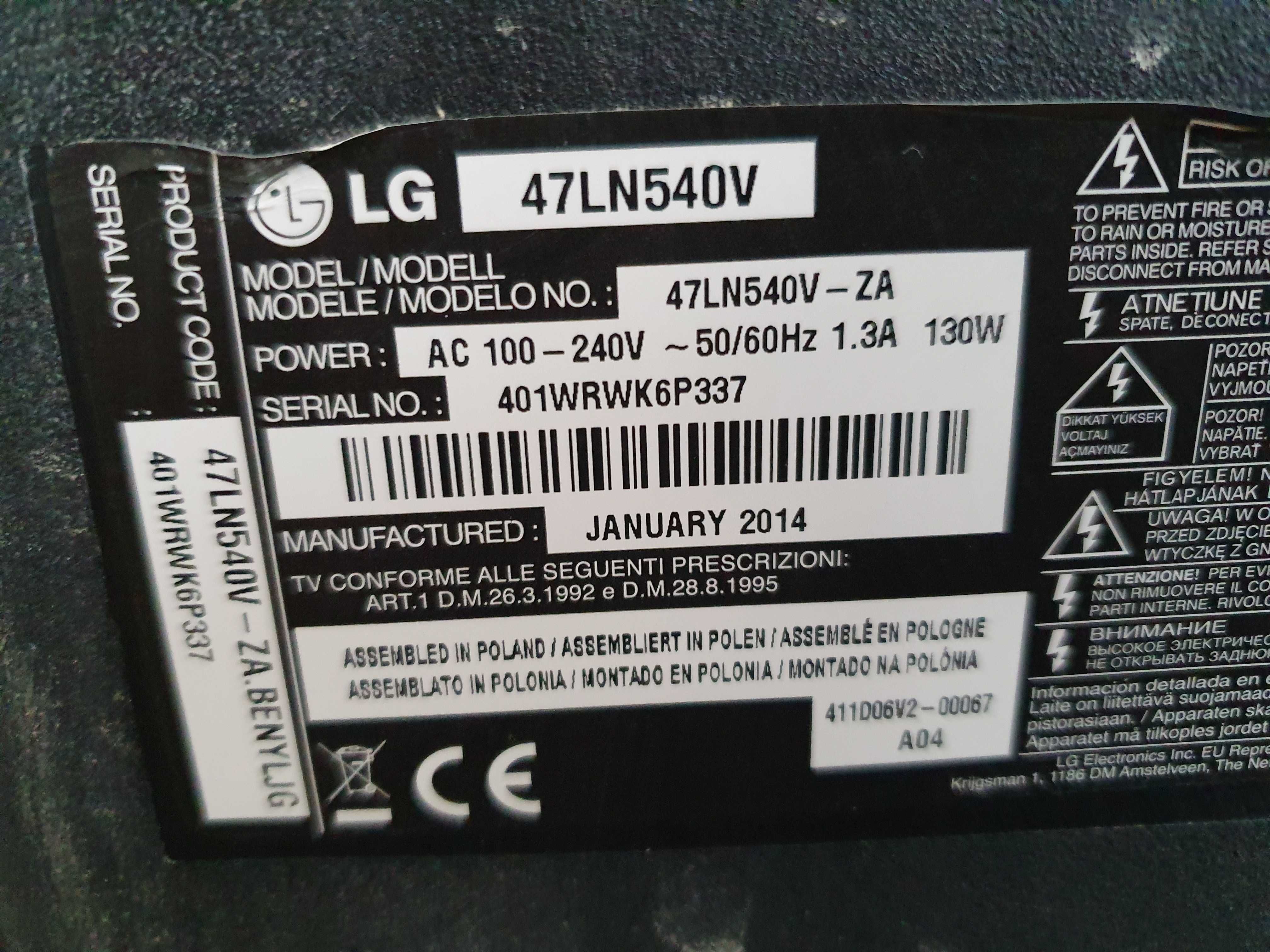 Logika t-con telewizora Lg 47 cali 47LN540V