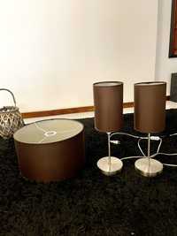Conjunto de candeeiros teto e mesa de cor chocolate, de alta qualidade