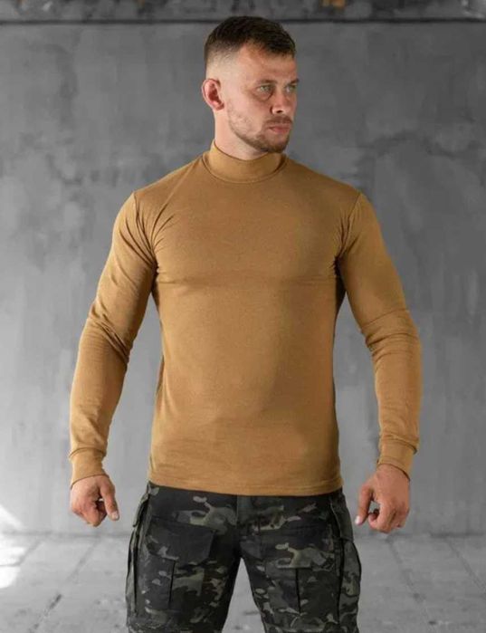 Військовий утеплений гольф на байці олива армійська тепла водолазка