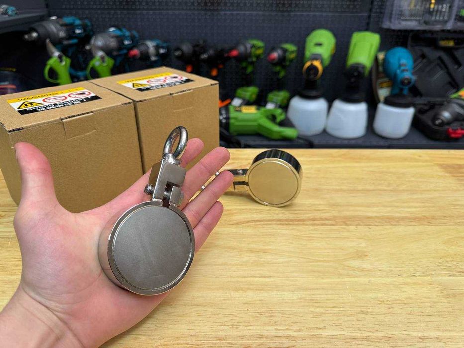 Потужний магніт 220 кг (LNT67) Двохсторонній з ручкою Нержавіючий