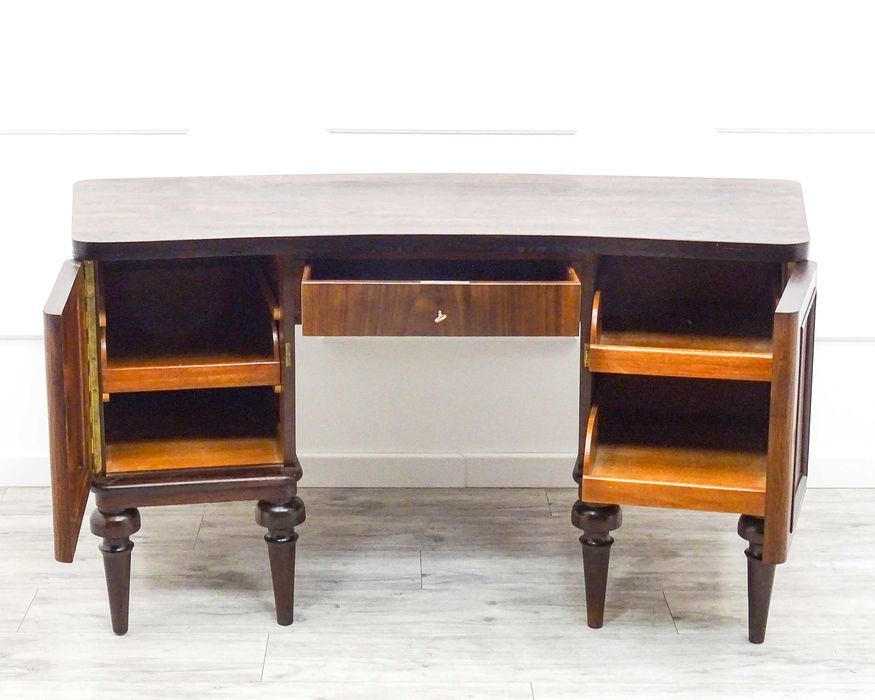 Solidne BIURKO gabinetowe drewno PALISANDER 2 szafki szuflada ANTYK
