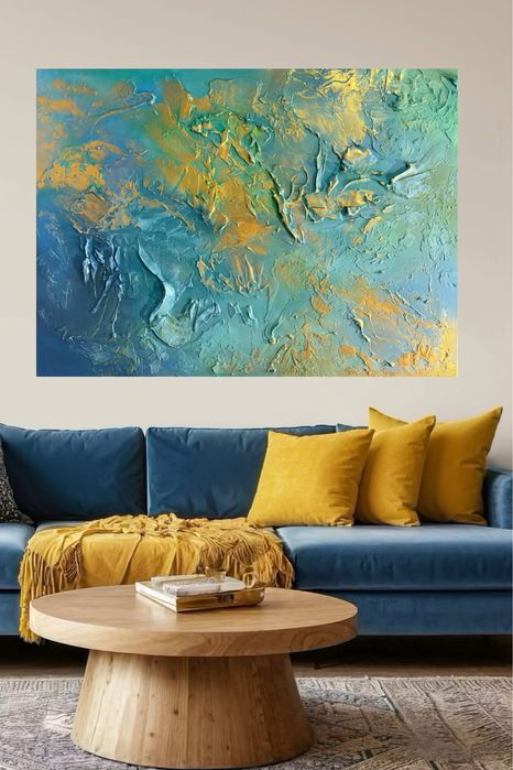 Obraz abstrakcyjny abstrakcja recznie malowany strukturalny