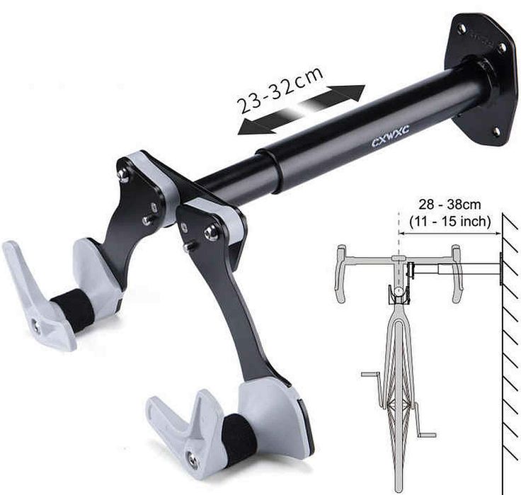 Uchwyt Rowerowey na Ścianę Regulowany Teleskopowy 23-32 cm Waga Roweru