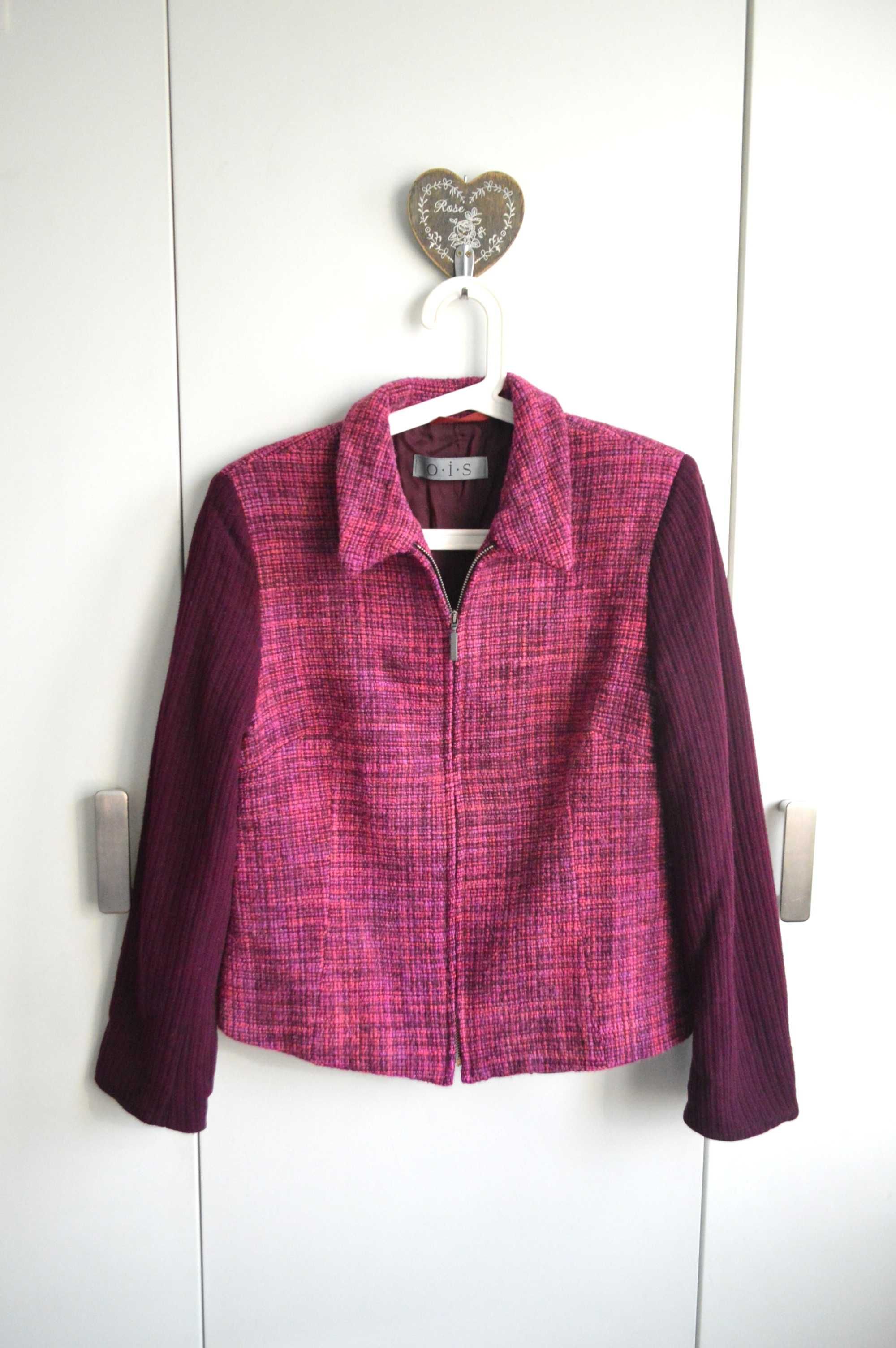 OIS Vintage virgin wool żakiet kurtka wiosenna alpaka wełna M boho