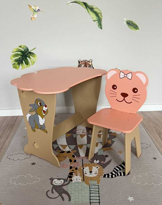 Дитячий столик і стільчик хмаринка персикова Зайчик. Від виробника