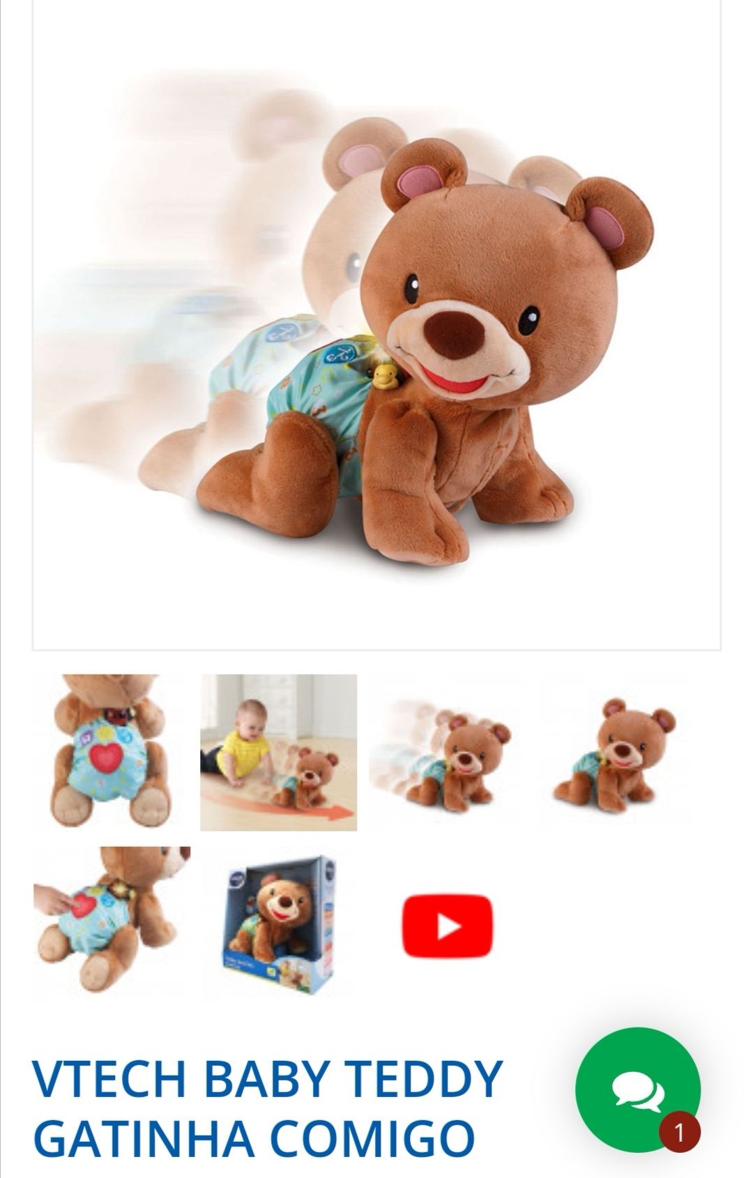 Urso interativo gatinha comigo Vtech