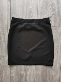 Czarna elastyczna dopasowana prążkowana spódnica mini