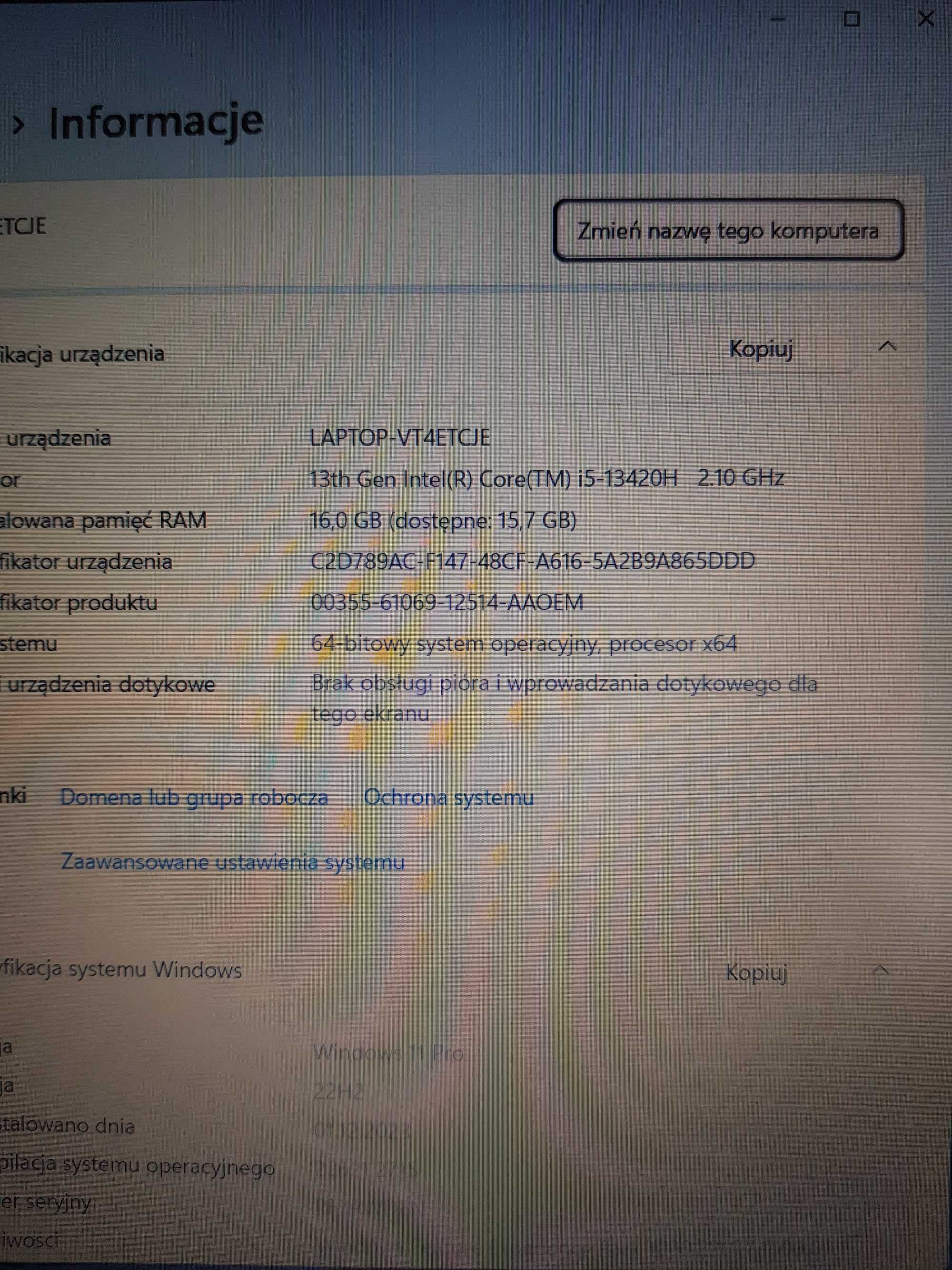 Laptop Lenovo V 15 G4 - i5/16GB/512 ssd- jak nowy