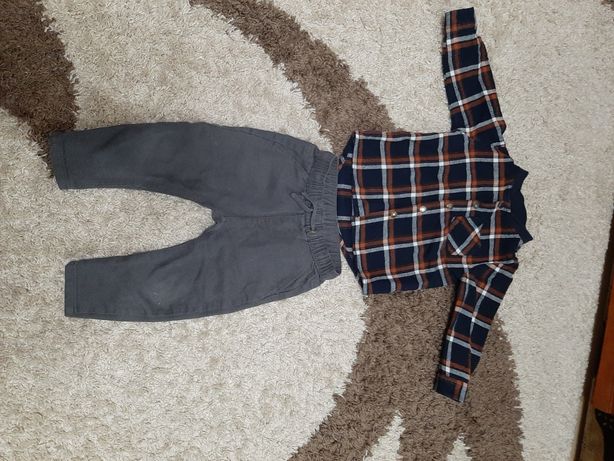 Костюм 1,5-2 год штаны зара и рубашка в клетку 86 набор брюки и рубашк