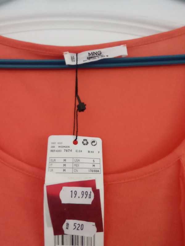 Nowa pomarańczowa bluzka mango krótki rękaw M