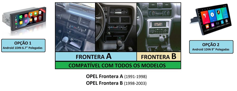 (NOVO) Rádio 1DIN • Opel FRONTERA • A / B • Android (2DIN) GPS