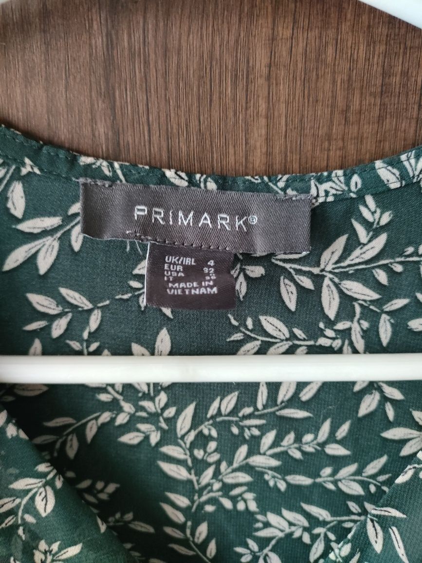 Przepiękna zielona sukienka midi Primark roślinny wzór liście gałązki