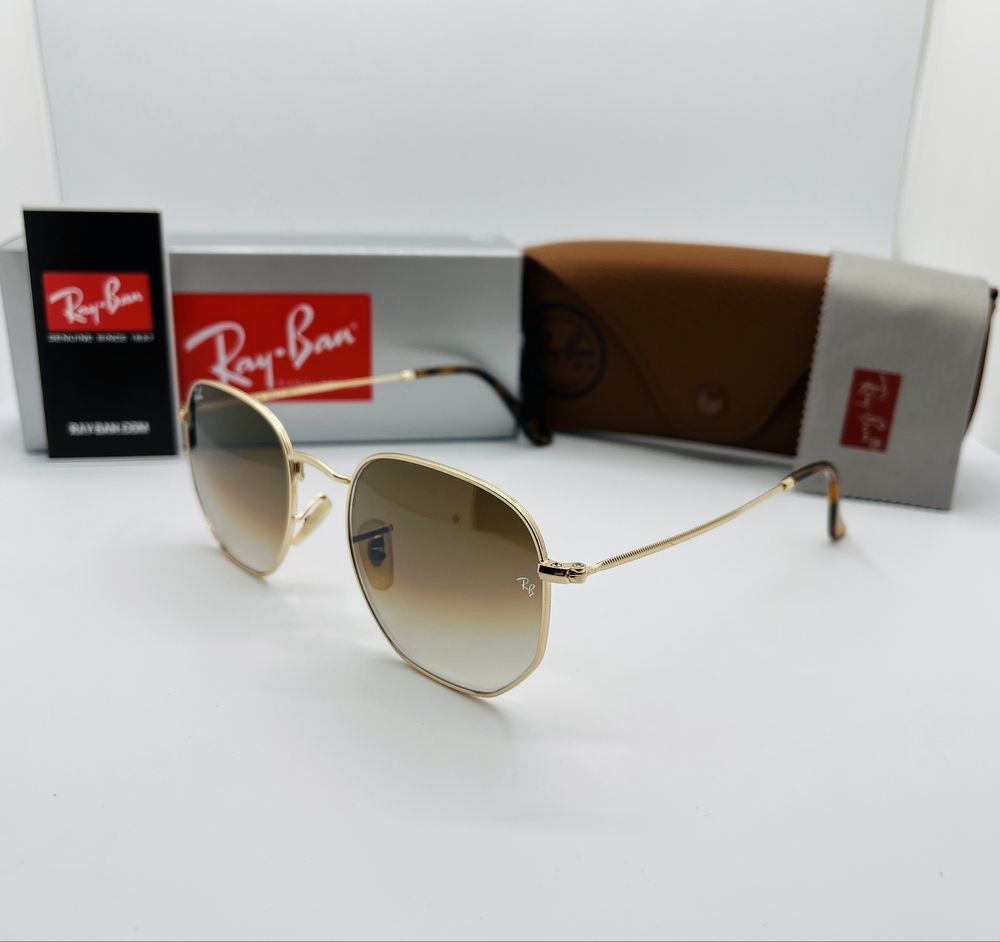 Солнцезащитные очки Ray Ban Hexagonal 3548 Gold-Brown 56мм стекло