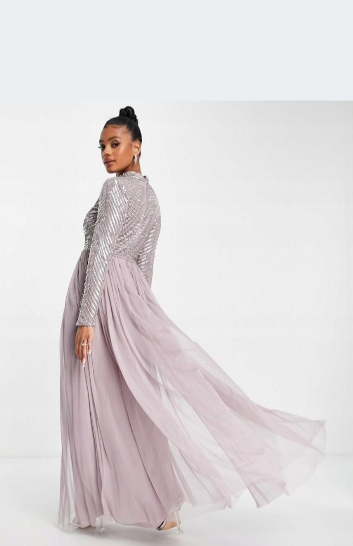 Suknia wieczorowa sukienka maxi  cekiny wesele sylwester s 38 asos