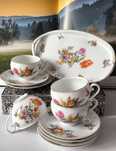 Filiżanki + taca Czechosłowakia Pirken Hammer piękna stara porcelana